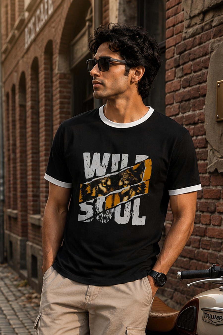 Wild Soul Wolf Graphic Ringer T-Shirt