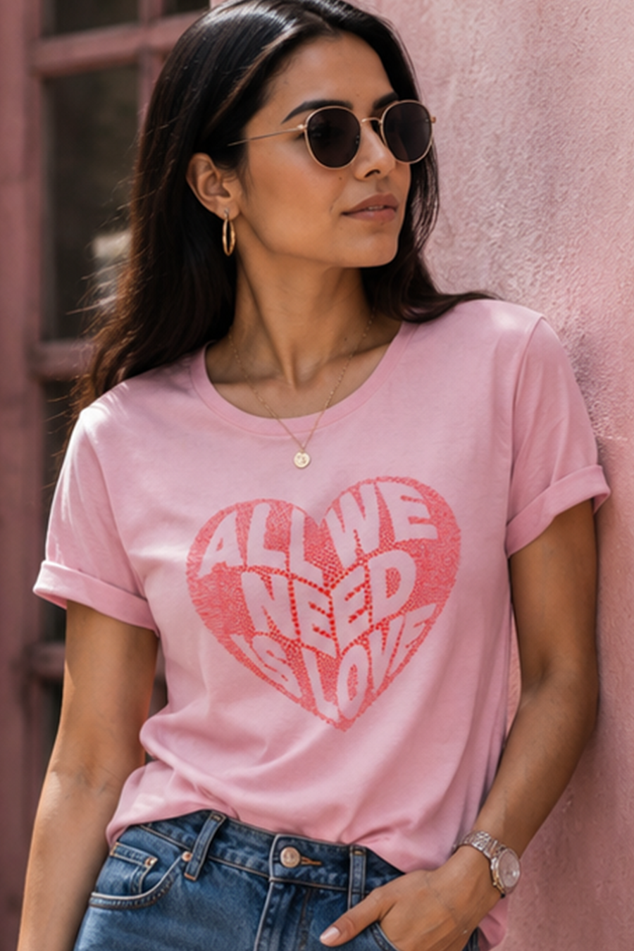 All We Need Is Love Heart Graphic Women's T-Shirt