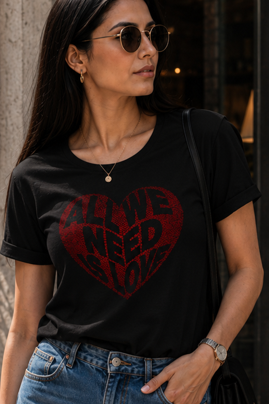 All We Need Is Love Heart Graphic Women's T-Shirt