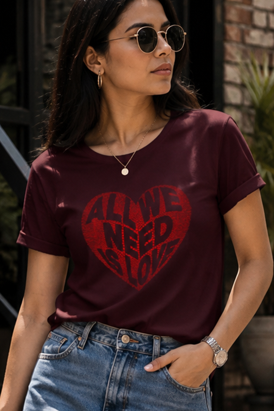 All We Need Is Love Heart Graphic Women's T-Shirt
