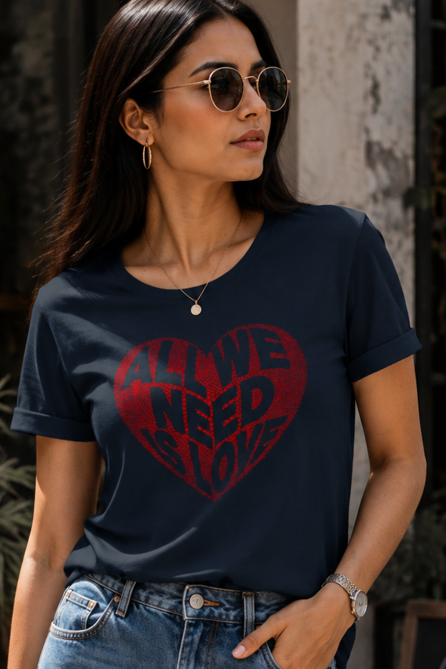 All We Need Is Love Heart Graphic Women's T-Shirt