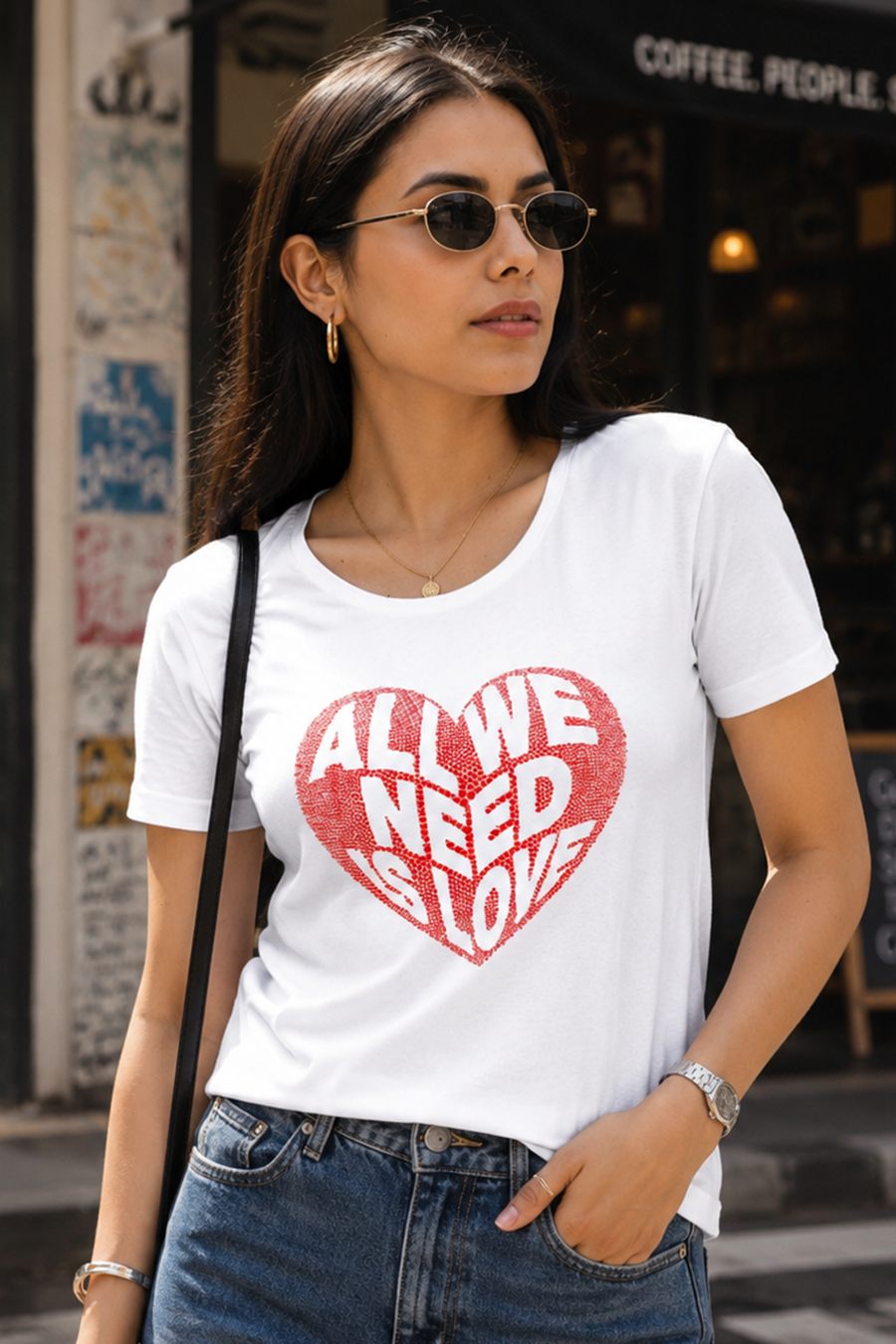 All We Need Is Love Heart Graphic Women's T-Shirt